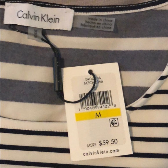 NWT Calvin Klein navy/white striped top, MEDIUM - Picture 3 of 4